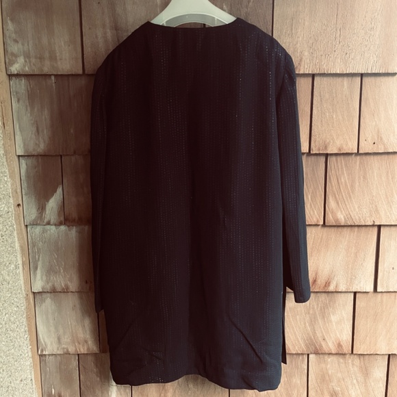 JAEGER Vintage Black Relax Shine Long Blouse Long Sleeve Great Britain Size L - Picture 11 of 13